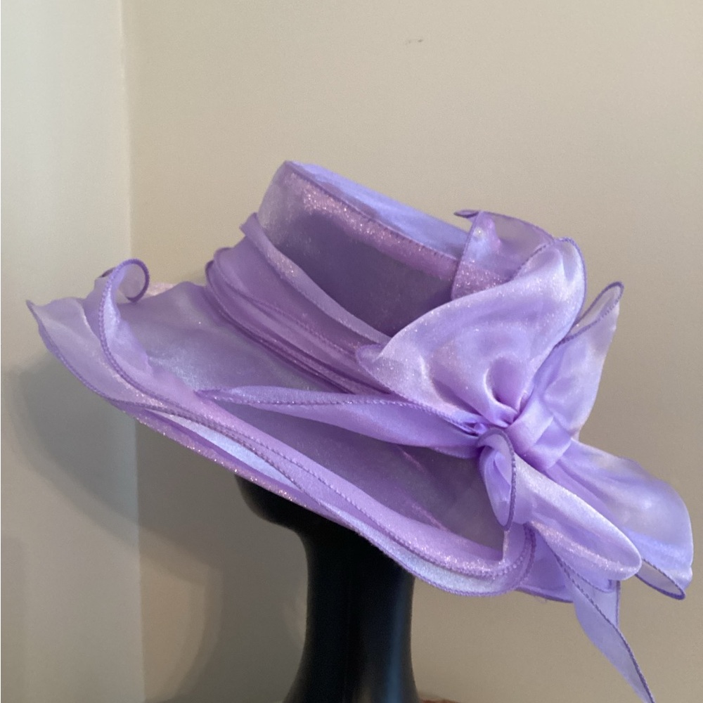🌹Elegant Lavender Purple Organza FACINATOR Hat